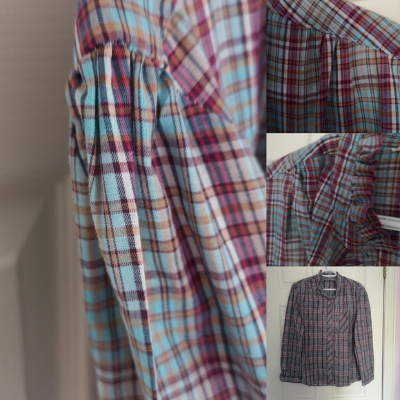 Vintage Puffy Sleeve Frilly Stand Collar Shirt - Picture 2 of 5